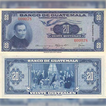 Historia del billete de 20 quetzales en Guatemala