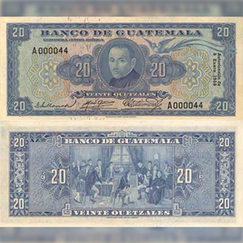 Historia del billete de 20 quetzales en Guatemala