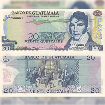 Historia del billete de 20 quetzales en Guatemala