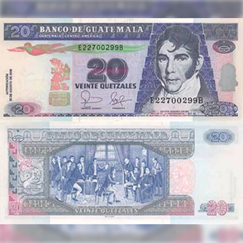 Historia del billete de 20 quetzales en Guatemala
