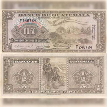 Historia del billete de 50 centavos de quetzal en Guatemala