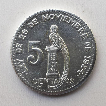 Historia de la moneda de 5 centavos de quetzal en Guatemala