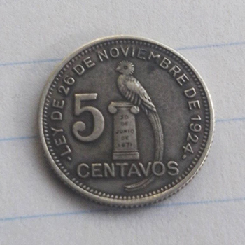 Historia de la moneda de 5 centavos de quetzal en Guatemala