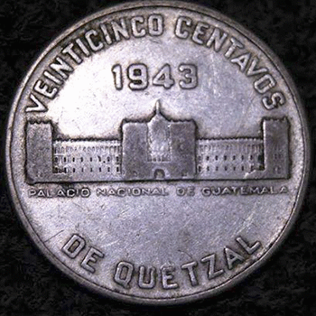 Historia de la moneda de 25 centavos de quetzal en Guatemala