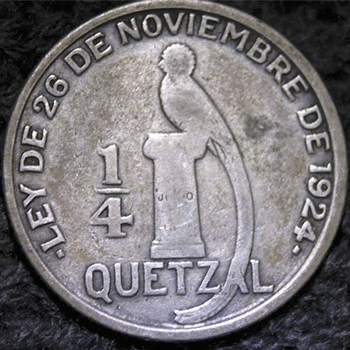 Historia de la moneda de 25 centavos de quetzal en Guatemala