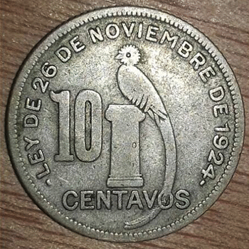 Historia de la moneda de 10 centavos de quetzal en Guatemala