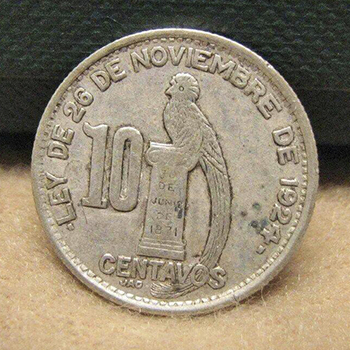 Historia de la moneda de 10 centavos de quetzal en Guatemala