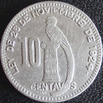 Historia de la moneda de 10 centavos de quetzal en Guatemala