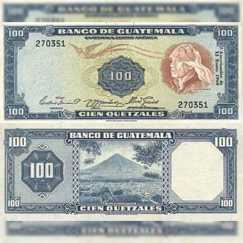 Historia del billete de 100 quetzales de Guatemala