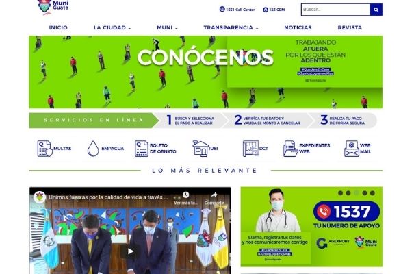 Menú de inicio, portal de Municipalidad - Foto Guatemala.com