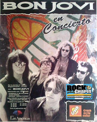 Concierto único de Bon Jovi en Guatemala, 1993, anuncio orange crush - Foto Rock Chapín
