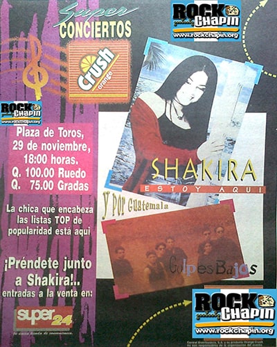 Historia del primer concierto de Shakira en Guatemala, afiche - Foto Rock Chapín