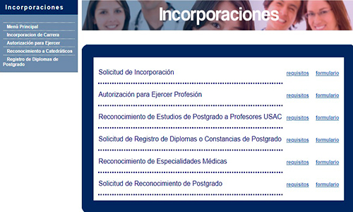 Descripción de la foto - portal de la sección de primer incorporaciones con los requisitos y formularios disponibles - Crédito Guatemala . com