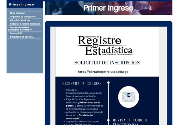 Descripción de la foto - portal de la sección de primer ingreso con el instructivo de activación de usuario - Crédito Guatemala . com