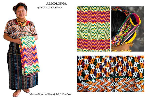 Descripción de foto - Mujer de Almolonga parada viendo a la cámara, vestida con el traje típico de Almolonga. - Crédito de foto - Nancy Chuy