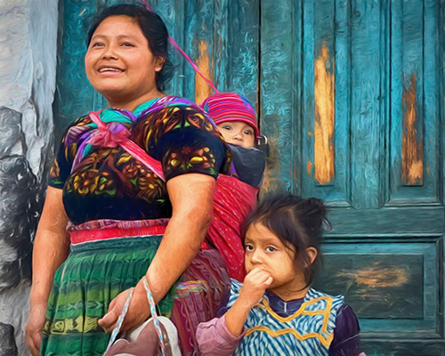 Descripción de foto - Mujer y niños de San Andrés Xecul . - Descripción de foto - @artypixall - instagram