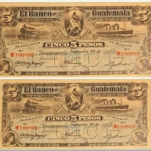 El billete de 5 pesos que circuló en Guatemala