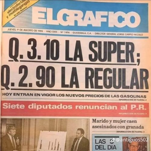 Precios de antaño en Guatemala