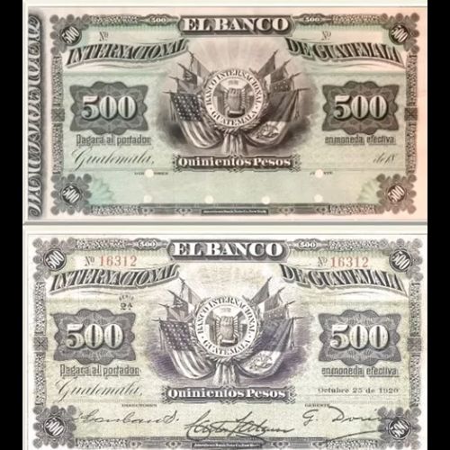 Los billetes de 500 pesos que existieron en Guatemala