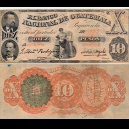 Los billetes de 10 pesos que existieron en Guatemala