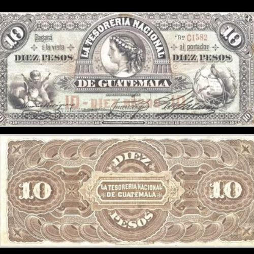 Los billetes de 10 pesos que existieron en Guatemala