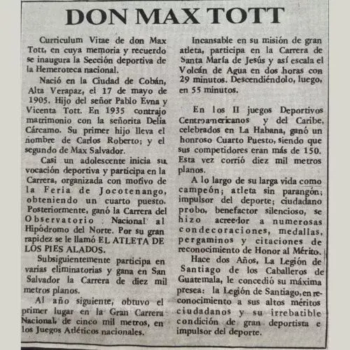 Biografía de Max Tott, atleta guatemalteco