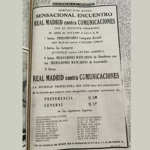 Como fue la visita del Real Madrid a Guatemala en los años sesenta